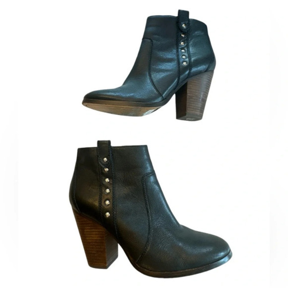 Coach Haven Black Leather Booties with Heel size 8 - Picture 1 of 9